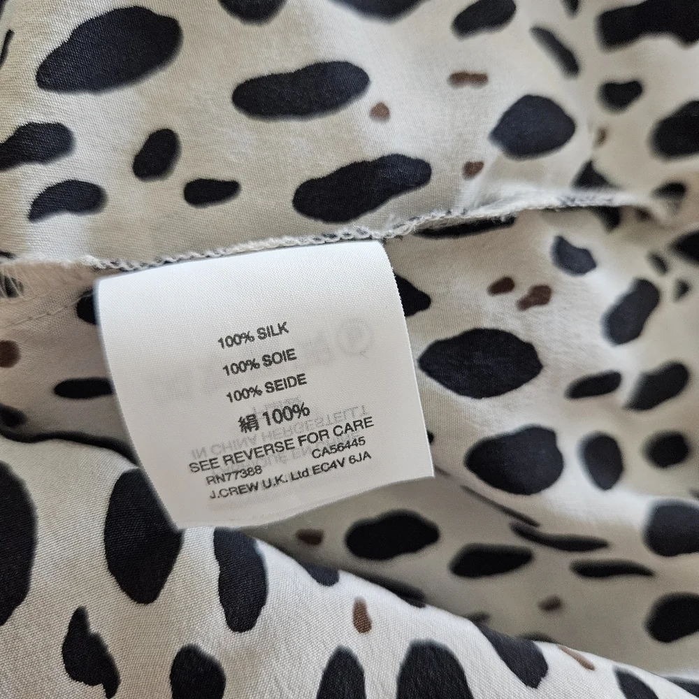 J.Crew Women's 4 100% Silk Stylish Black White Polka Dot Tank Top Ruffle Blouse